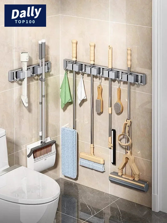 Wall-Mounted Mop and Broom Organizer