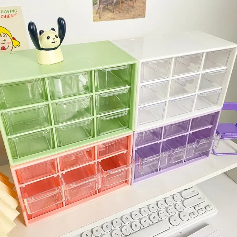 Clear 9-Drawer Desktop Organizer