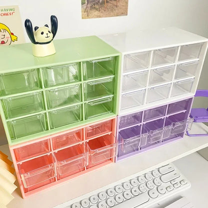 Clear 9-Drawer Desktop Organizer
