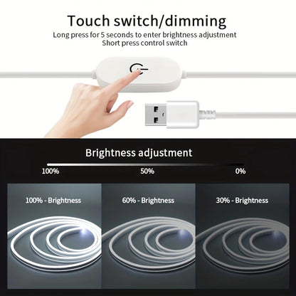 Dimmable LED Neon Strip Light with Touch Control - USB Powered