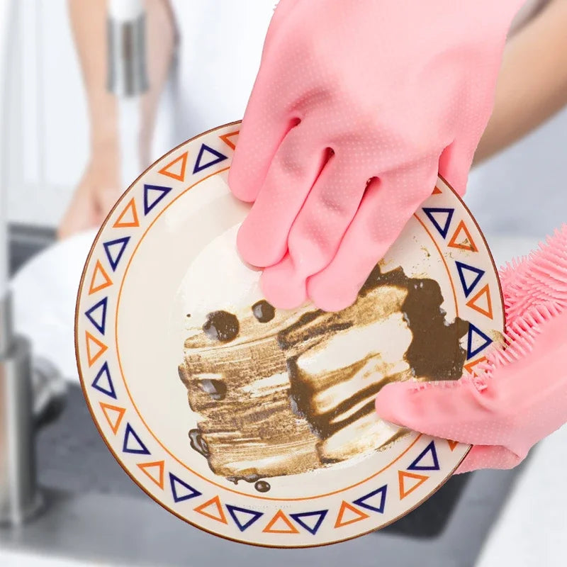 Silicone Dishwashing Gloves with Scrubbers