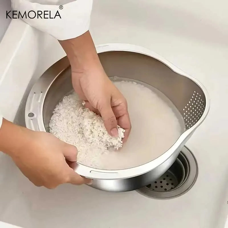 Stainless Steel Rice Washing Bowl