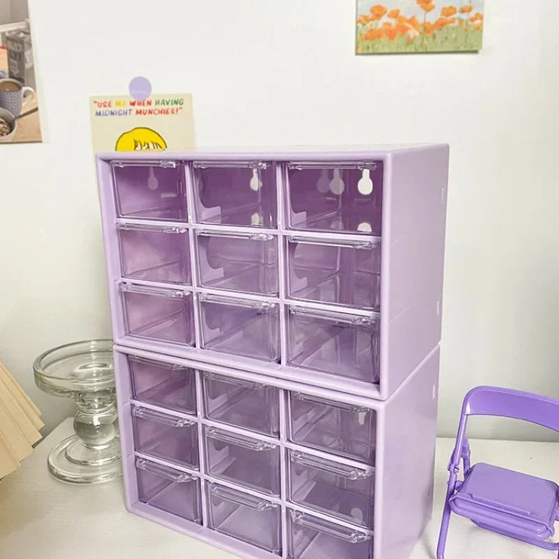 Clear 9-Drawer Desktop Organizer