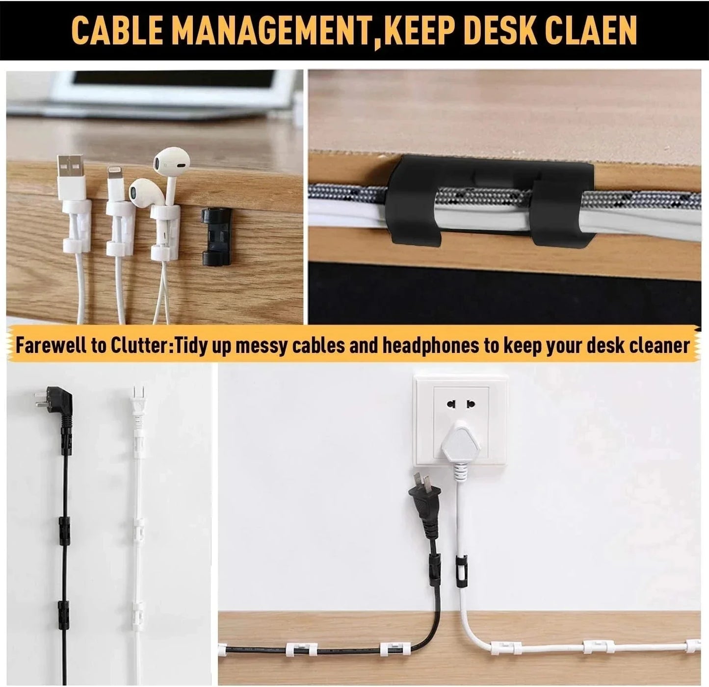 Self-Adhesive Cable Clips Organizer