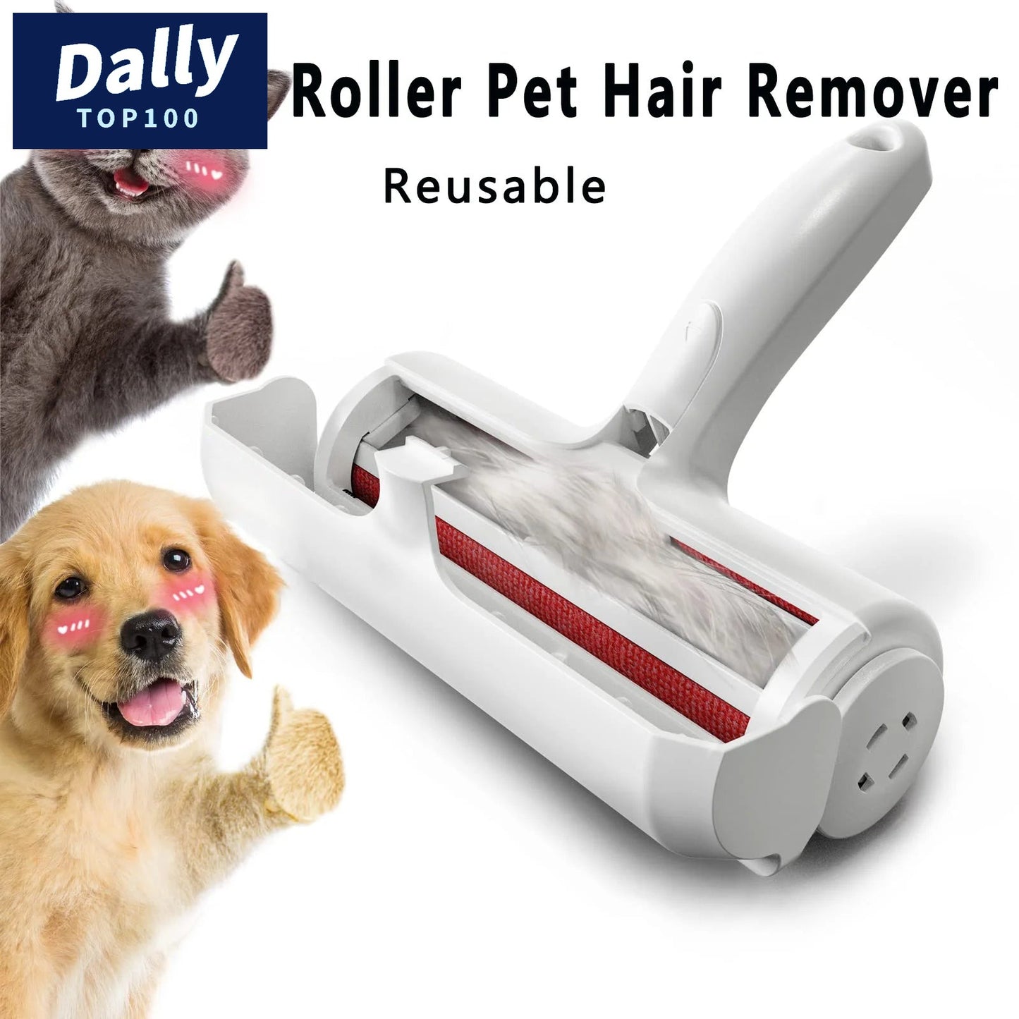 Pet Hair Remover Roller - Reusable & Effective