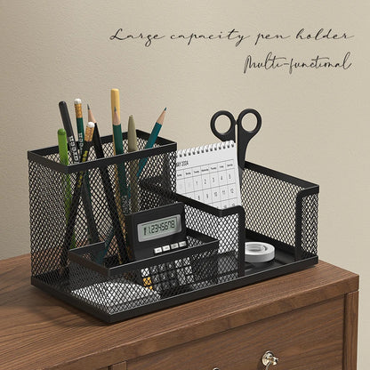 Sleek Mesh Desk Organizer with 3 Compartments