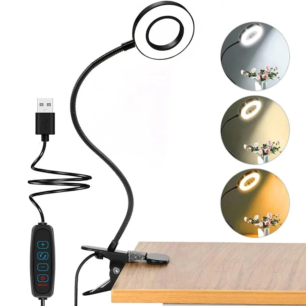 48 LEDs Desk Lamp Clip USB Book Light Bedside 360 Degree Flexible Eye Protection Gooseneck