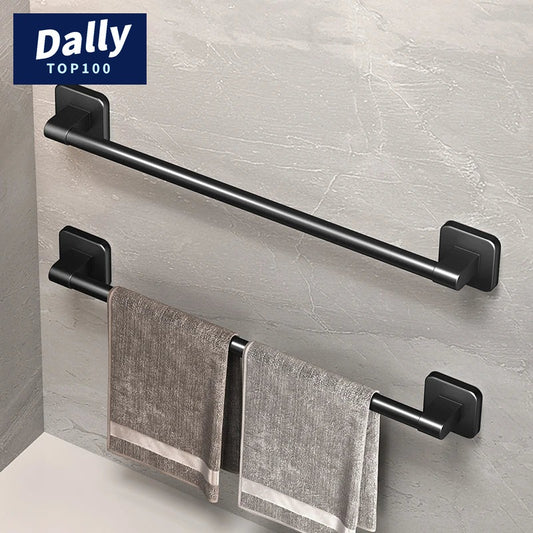 No-Drill Adhesive Towel Bar – Matte Black