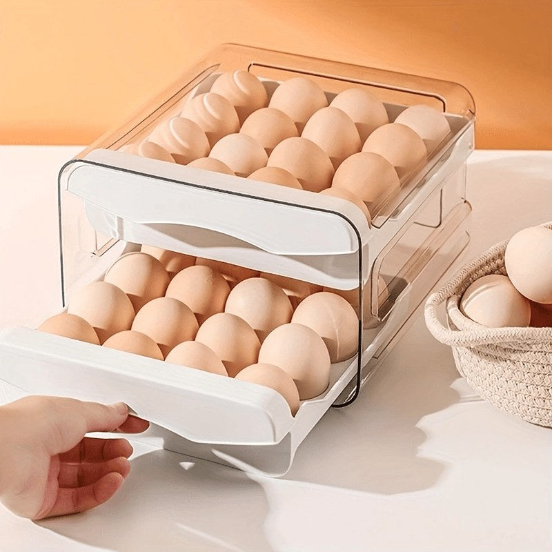 Fresh-Keep Double Drawer Egg Organizer for Refrigerator