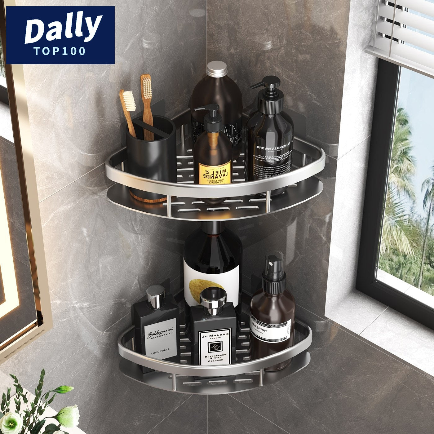 Aluminum Alloy Bathroom Shelf Wall-Mount Storage Organizer