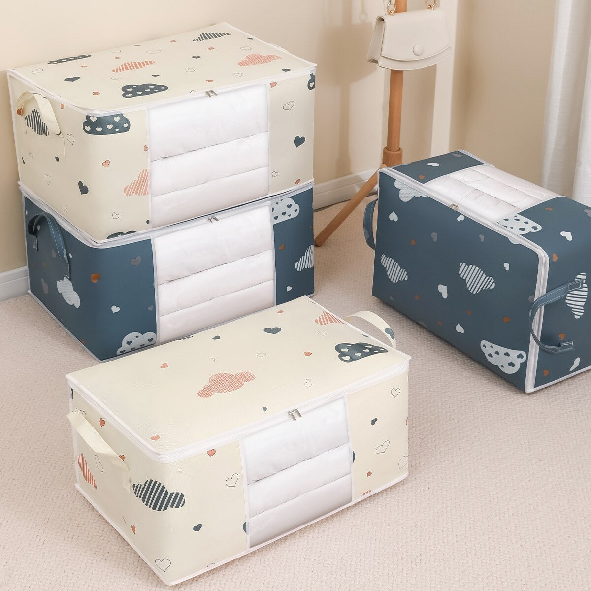 Space-Saving Clothes Storage Bag with Handles