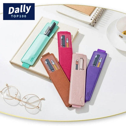 Sleek Leather Pen Case with Elastic Strap