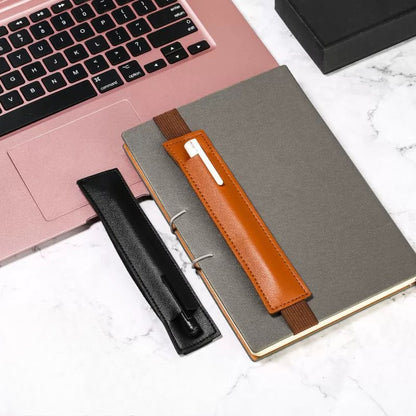 Sleek Leather Pen Case with Elastic Strap