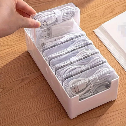 Compact Cable Organizer with 7 Drawers