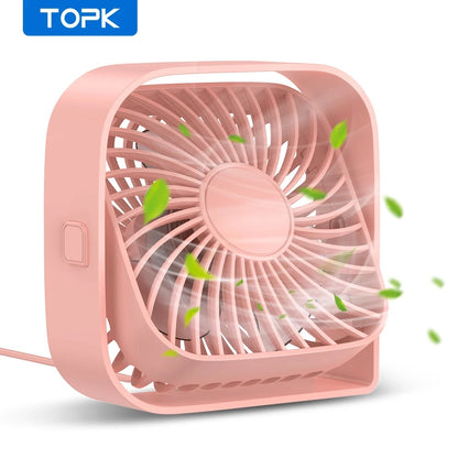 Mini USB Desk Fan, 3-Speed Quiet Portable Fan with 360° Rotation