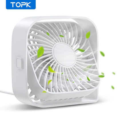 Mini USB Desk Fan, 3-Speed Quiet Portable Fan with 360° Rotation