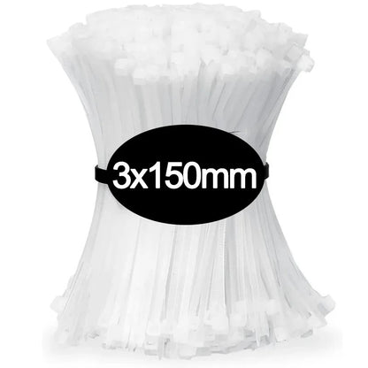 Black Cable Ties - 100 Pack Self-Locking Straps
