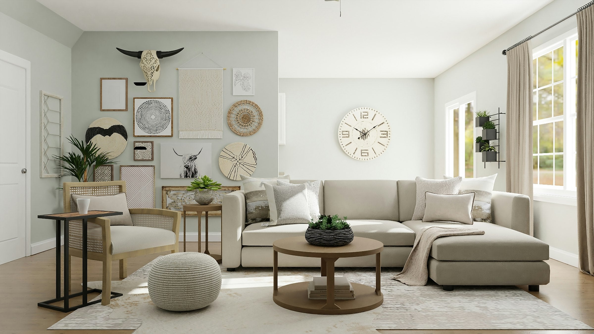 Clean cozy living room home decor